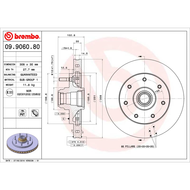 Brembo OE דיסק בלם BRE לרכב פורד F-150
