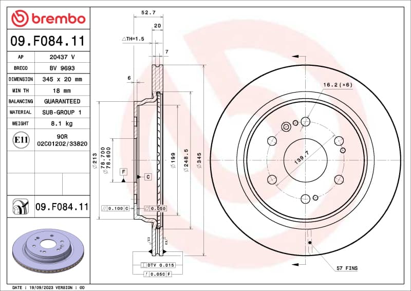 דיסקיות בלימה Brembo OE UV מצופות